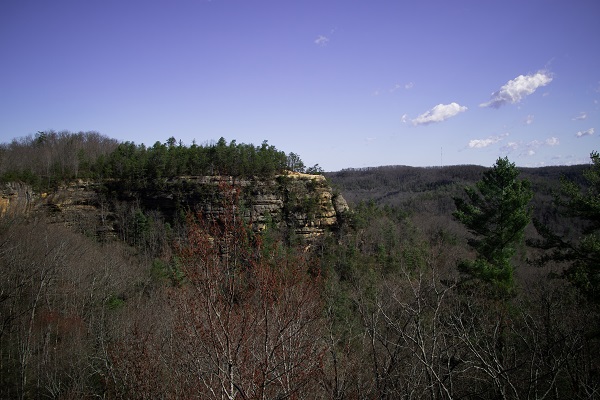 View of a rocky point jutting into a gorge